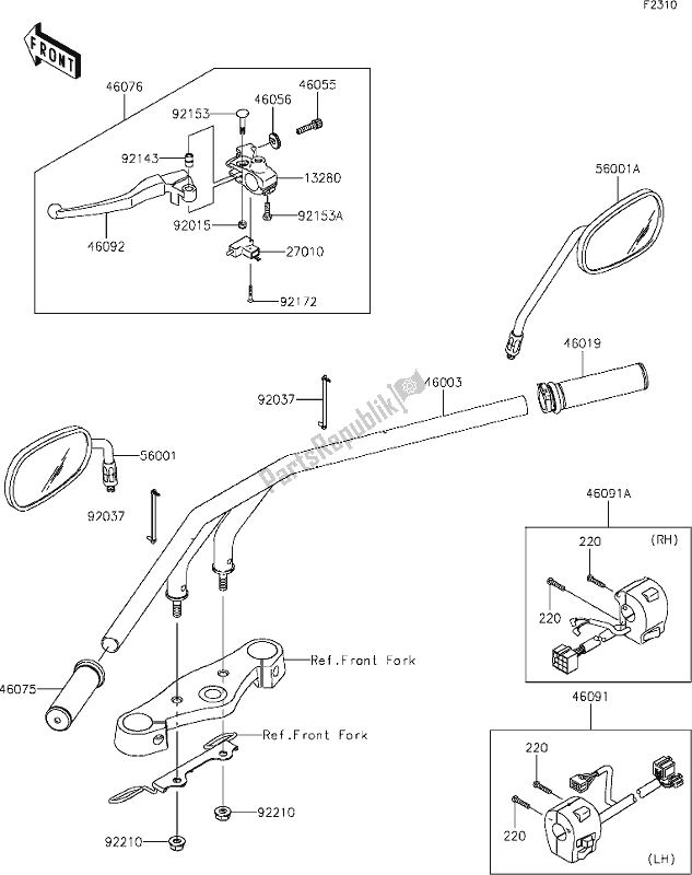 Tutte le parti per il 43 Handlebar del Kawasaki VN 900 Vulcan Custom 2017