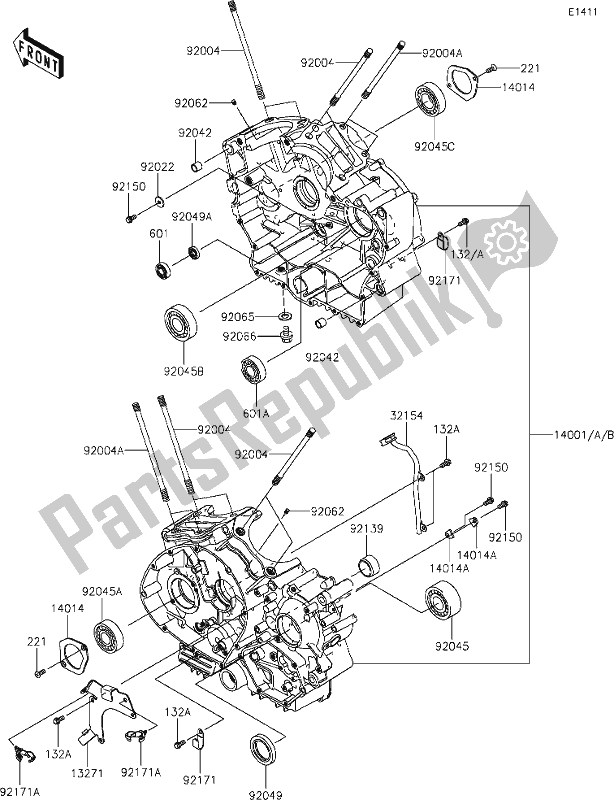 Tutte le parti per il 13 Crankcase del Kawasaki VN 900 Vulcan Custom 2018