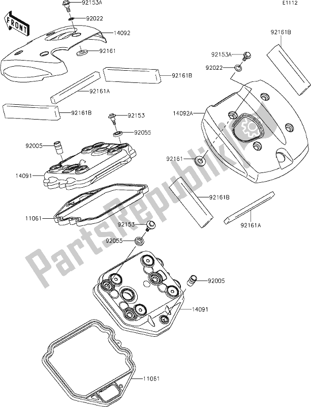 Tutte le parti per il 2 Cylinder Head Cover del Kawasaki VN 900 Vulcan Custom 2018