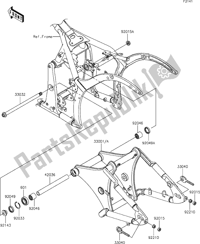 Alle onderdelen voor de 30 Swingarm van de Kawasaki VN 900 Vulcan Custom 2018