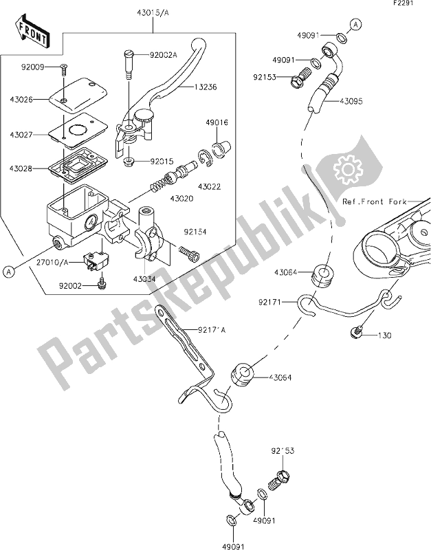 Tutte le parti per il 39 Front Master Cylinder del Kawasaki VN 900 Vulcan Custom 2018