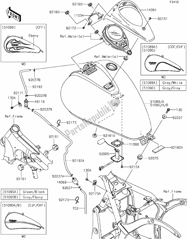 Tutte le parti per il 45 Fuel Tank del Kawasaki VN 900 Vulcan Custom 2018