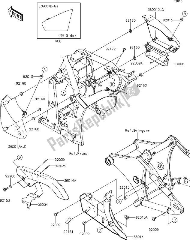 Alle onderdelen voor de 49 Side Covers/chain Cover van de Kawasaki VN 900 Vulcan Custom 2018