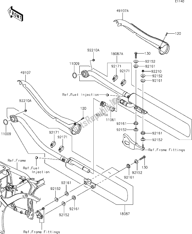 All parts for the 5 Muffler(s) of the Kawasaki VN 900 Vulcan Custom 2018