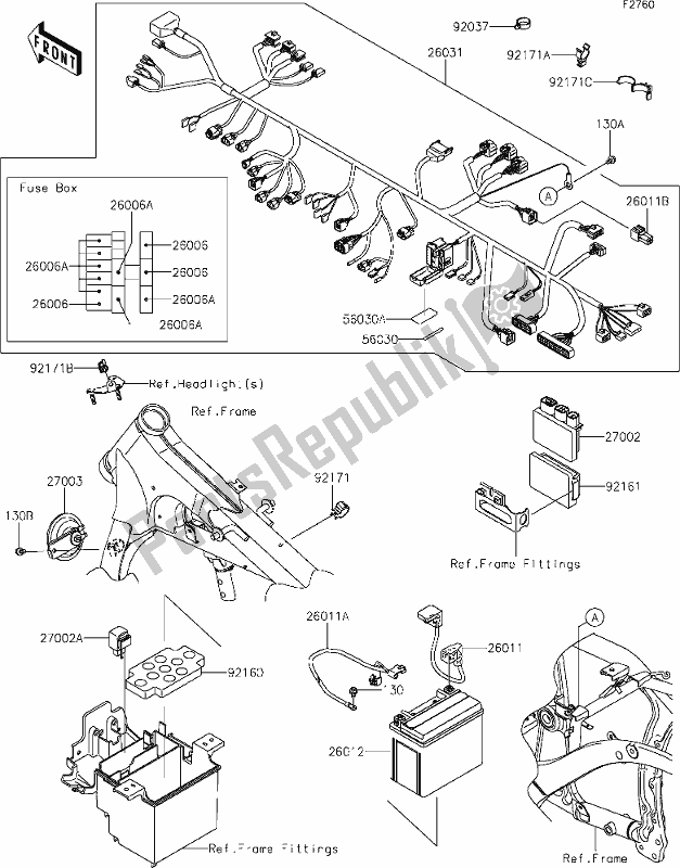 Tutte le parti per il 53 Chassis Electrical Equipment del Kawasaki VN 900 Vulcan Custom 2018