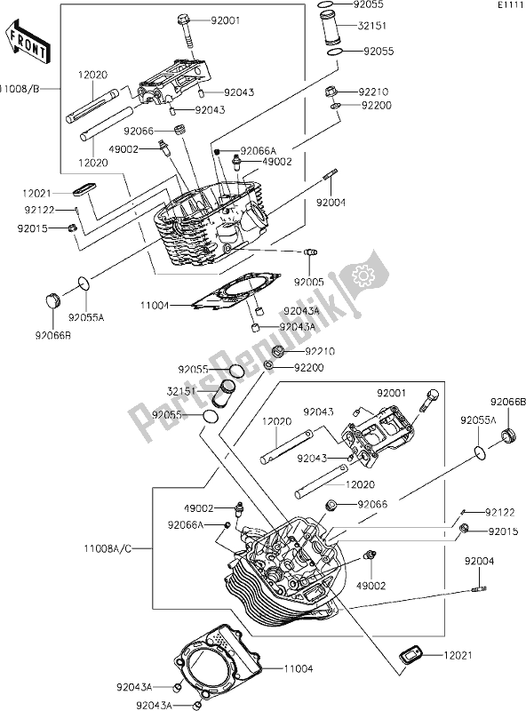 Todas las partes para 1 Cylinder Head de Kawasaki VN 900 Vulcan Custom 2019