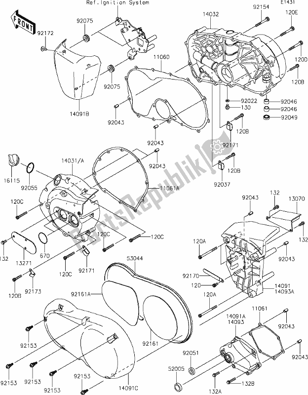 Todas as partes de 15 Engine Cover(s) do Kawasaki VN 900 Vulcan Custom 2019