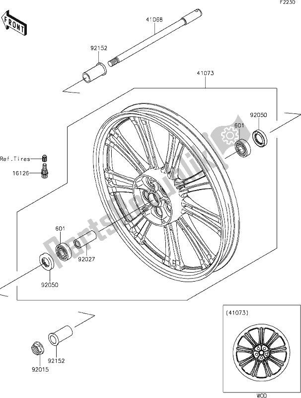 Toutes les pièces pour le 36 Front Hub du Kawasaki VN 900 Vulcan Custom 2019