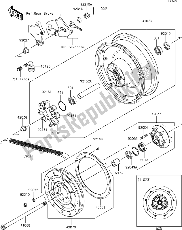 All parts for the 37 Rear Hub of the Kawasaki VN 900 Vulcan Custom 2019