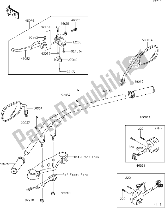 Todas las partes para 43 Handlebar de Kawasaki VN 900 Vulcan Custom 2019