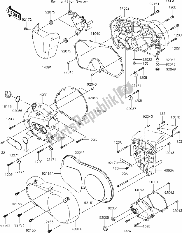 All parts for the 15 Engine Cover(s) of the Kawasaki VN 900 Vulcan Custom 2020