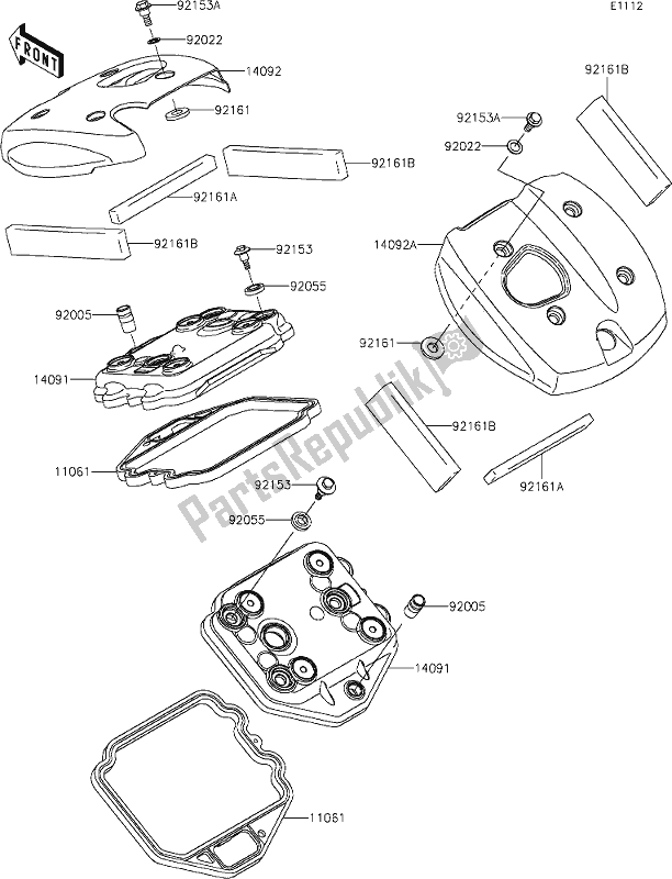 All parts for the 2 Cylinder Head Cover of the Kawasaki VN 900 Vulcan Custom 2020