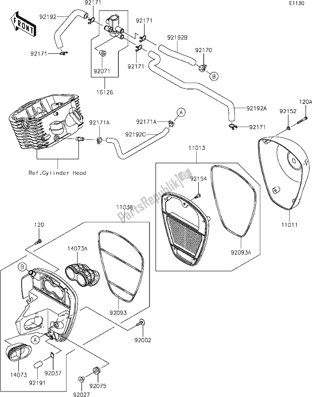 Wszystkie części do 4 Air Cleaner Kawasaki VN 900 Vulcan Custom 2020