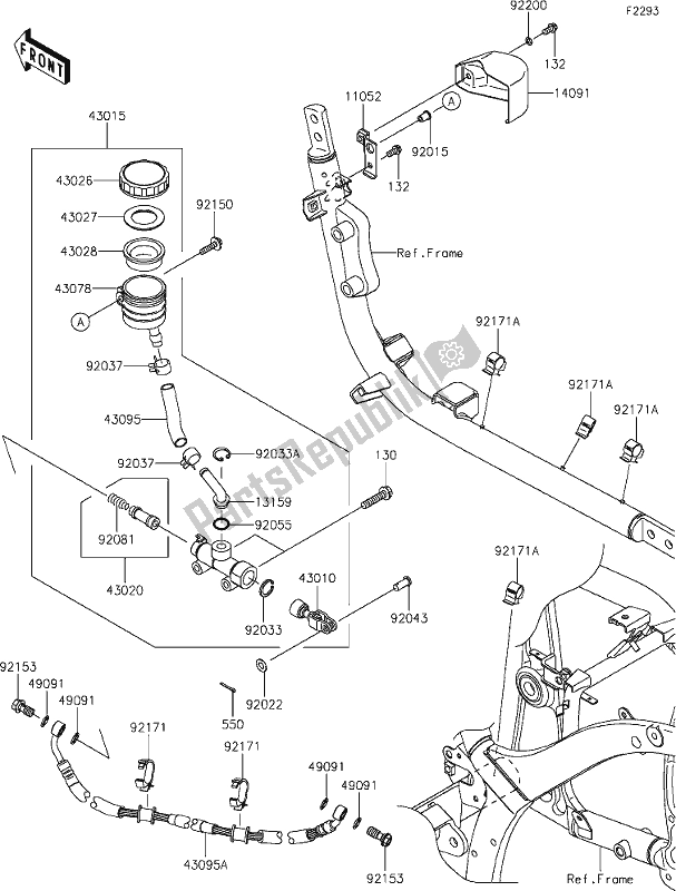 Toutes les pièces pour le 41 Rear Master Cylinder du Kawasaki VN 900 Vulcan Custom 2020