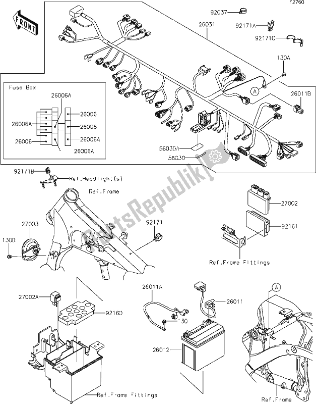 All parts for the 53 Chassis Electrical Equipment of the Kawasaki VN 900 Vulcan Custom 2020