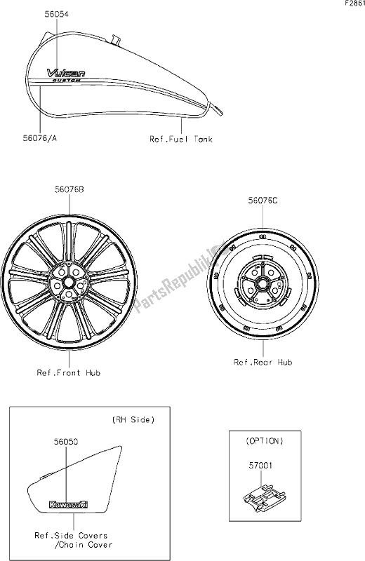 All parts for the 57 Decals of the Kawasaki VN 900 Vulcan Custom 2020