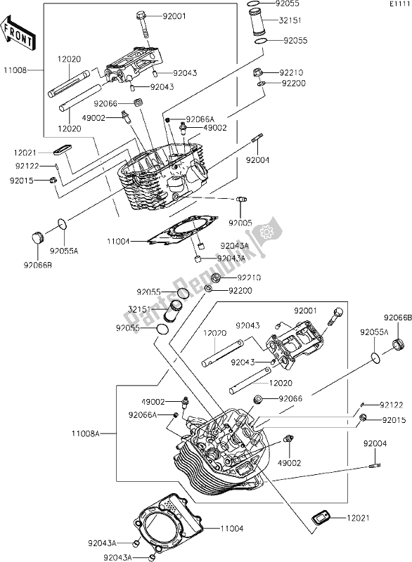 Todas las partes para 1 Cylinder Head de Kawasaki VN 900 Vulcan Custom 2021