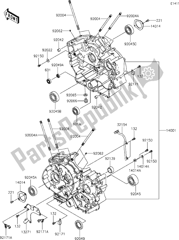 Todas las partes para 13 Crankcase de Kawasaki VN 900 Vulcan Custom 2021