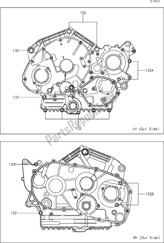 Toutes les pièces pour le 14 Crankcase Bolt Pattern du Kawasaki VN 900 Vulcan Custom 2021