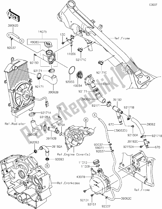 Alle onderdelen voor de 26 Water Pipe van de Kawasaki VN 900 Vulcan Custom 2021