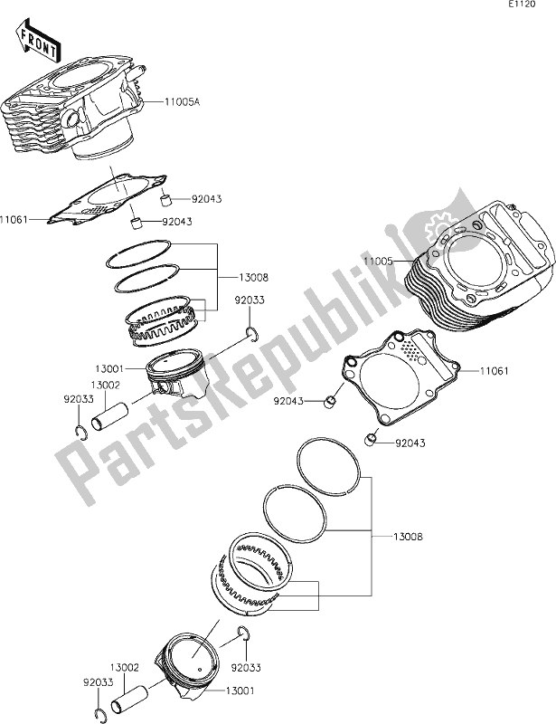 Tutte le parti per il 3 Cylinder/piston(s) del Kawasaki VN 900 Vulcan Custom 2021