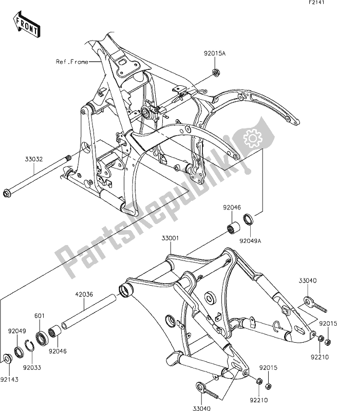 Todas as partes de 30 Swingarm do Kawasaki VN 900 Vulcan Custom 2021