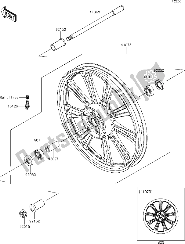 Tutte le parti per il 36 Front Hub del Kawasaki VN 900 Vulcan Custom 2021