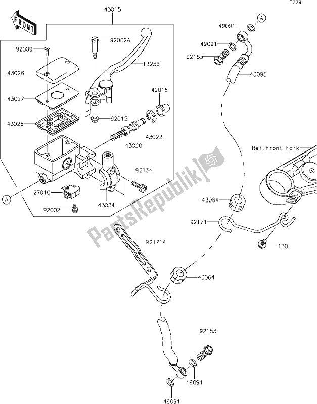 All parts for the 39 Front Master Cylinder of the Kawasaki VN 900 Vulcan Custom 2021