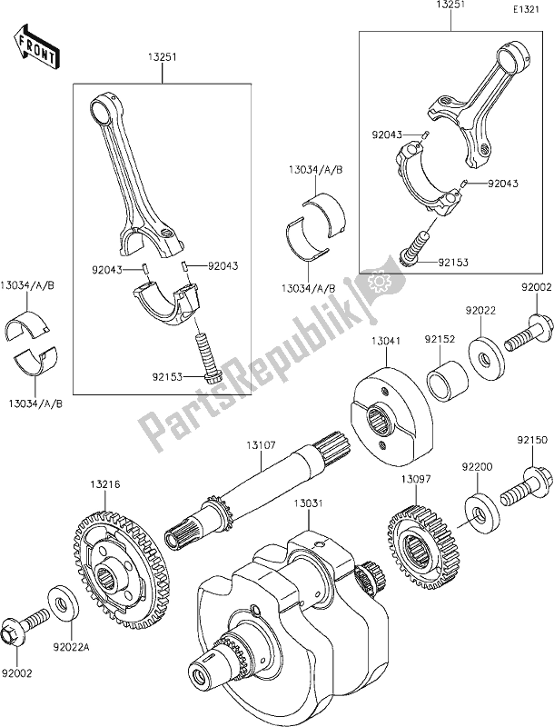 Todas las partes para 8 Crankshaft de Kawasaki VN 900 Vulcan Custom 2021