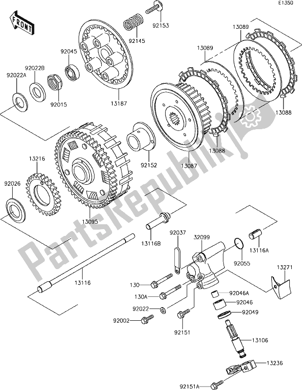 Alle onderdelen voor de 10 Clutch van de Kawasaki W 800 2018