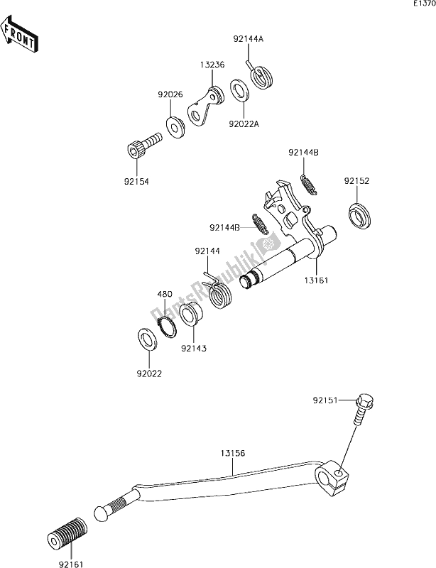 All parts for the 13 Gear Change Mechanism of the Kawasaki W 800 2018