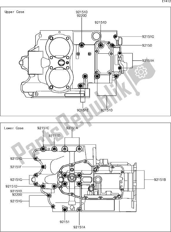 Alle onderdelen voor de 15 Crankcase Bolt Pattern van de Kawasaki W 800 2018