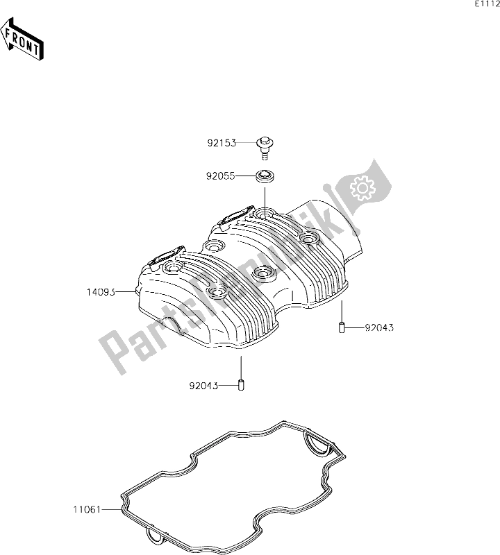 All parts for the 2 Cylinder Head Cover of the Kawasaki W 800 2018