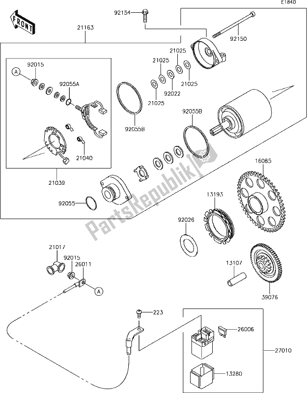 All parts for the 25 Starter Motor of the Kawasaki W 800 2018