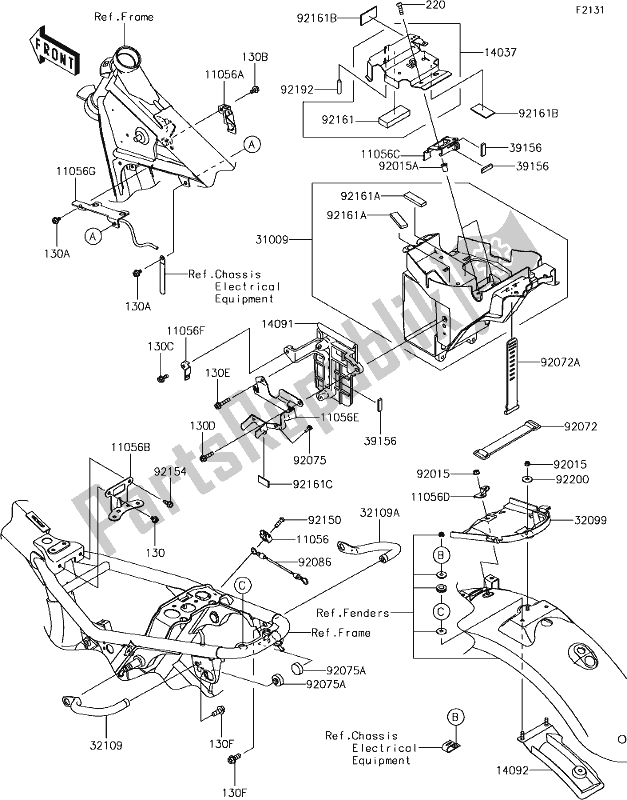 Alle onderdelen voor de 28 Frame Fittings van de Kawasaki W 800 2018