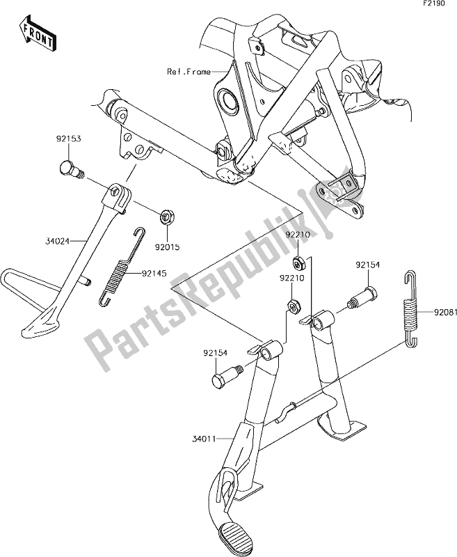 All parts for the 33 Stand(s) of the Kawasaki W 800 2018