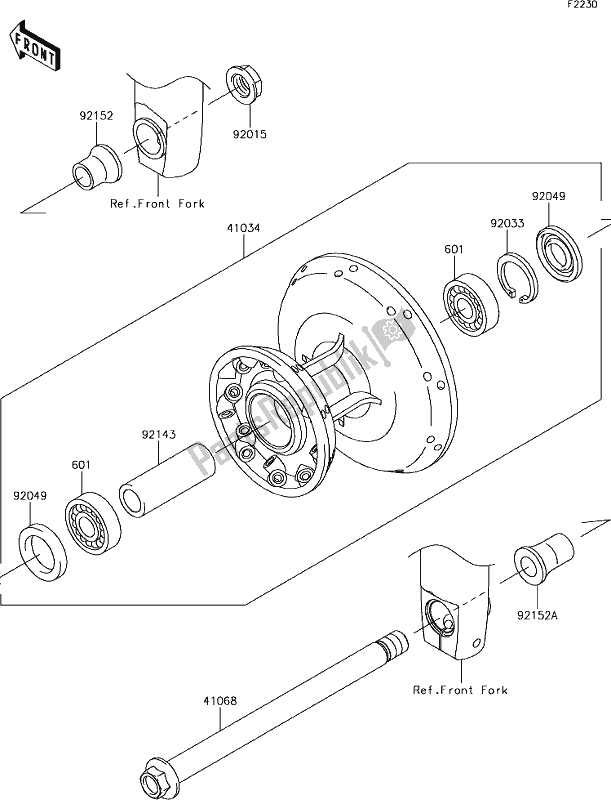 Toutes les pièces pour le 35 Front Hub du Kawasaki W 800 2018