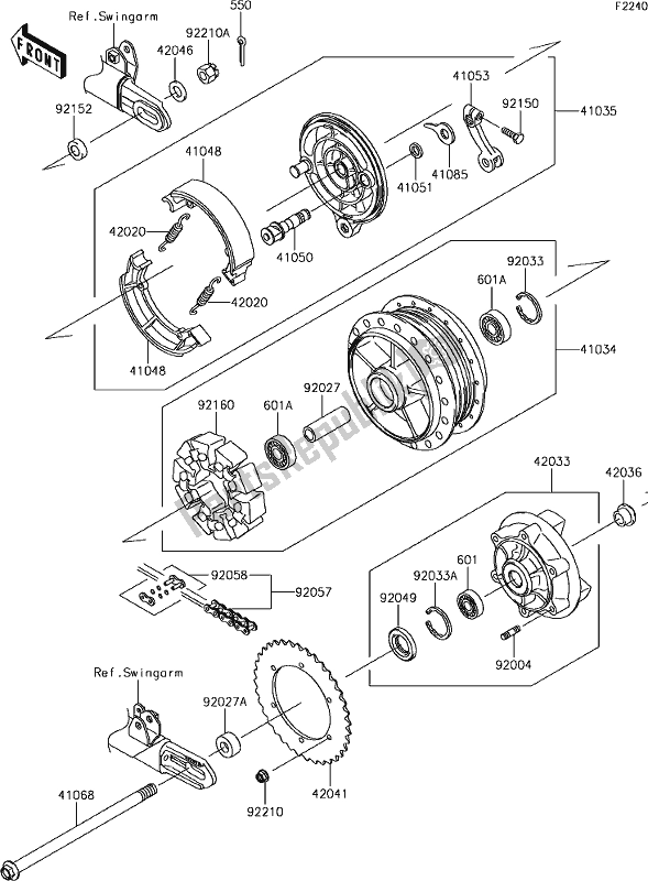 All parts for the 36 Rear Hub of the Kawasaki W 800 2018