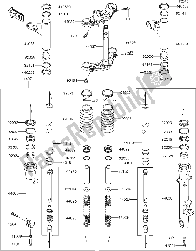 All parts for the 41 Front Fork of the Kawasaki W 800 2018