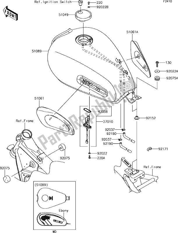 Todas as partes de 42 Fuel Tank do Kawasaki W 800 2018