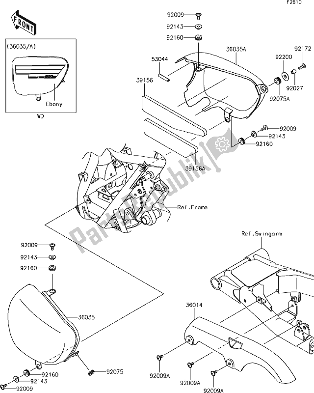 Toutes les pièces pour le 46 Side Covers/chain Cover du Kawasaki W 800 2018