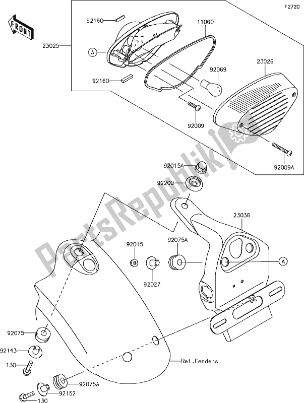 All parts for the 48 Taillight(s) of the Kawasaki W 800 2018