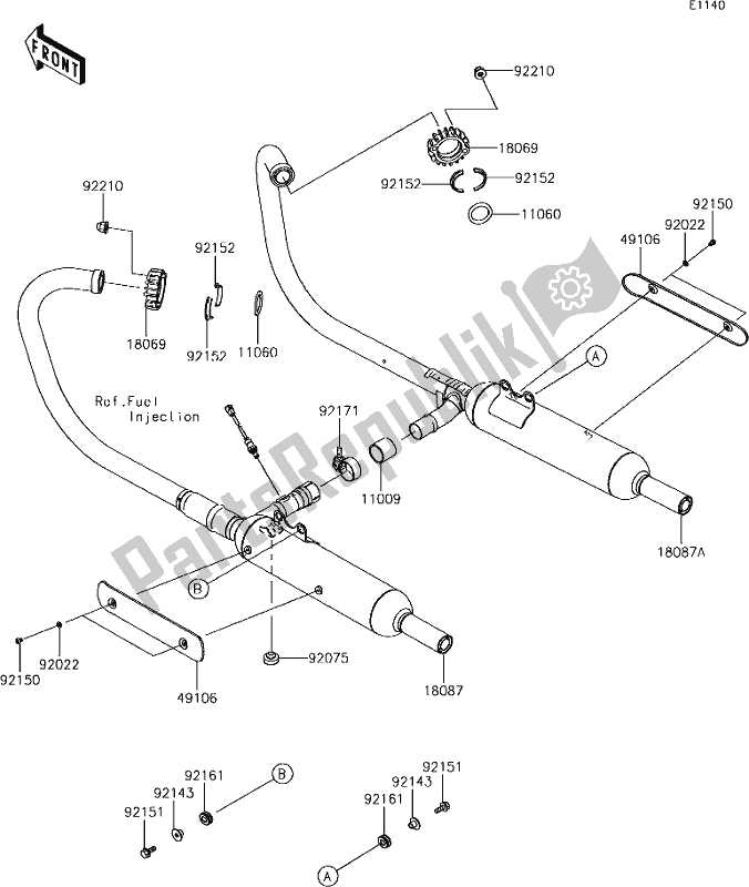 Toutes les pièces pour le 5 Muffler(s) du Kawasaki W 800 2018