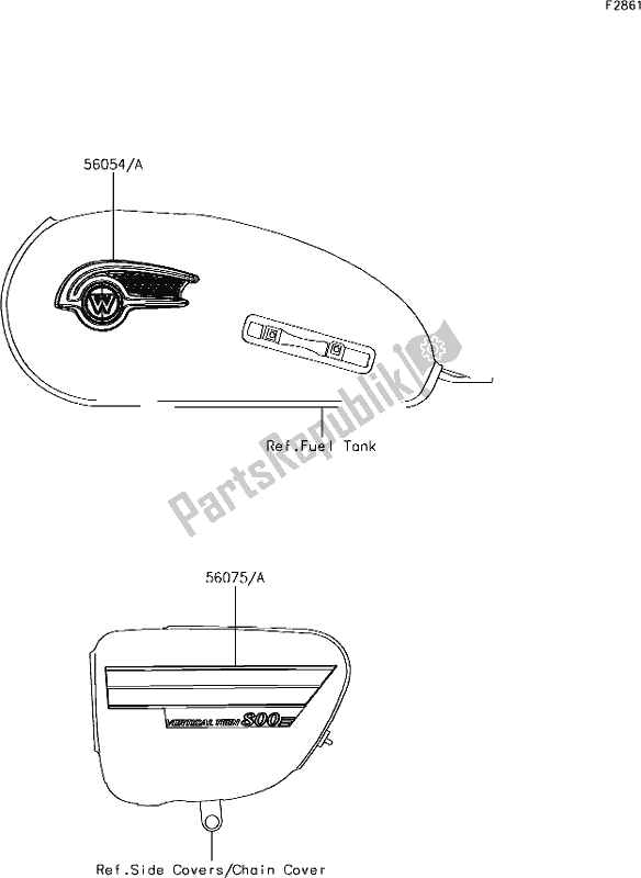 All parts for the 54 Decals of the Kawasaki W 800 2018