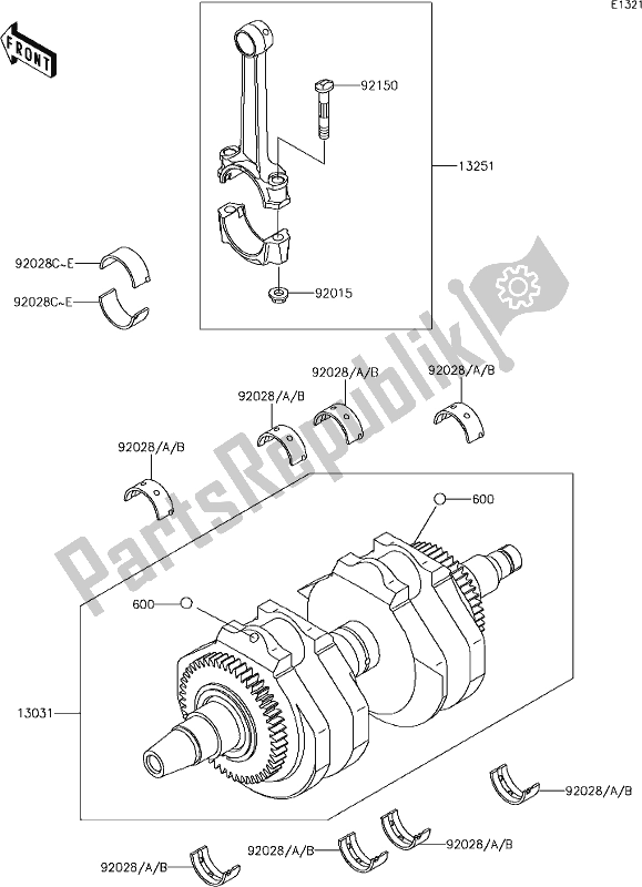 Alle onderdelen voor de 8 Crankshaft van de Kawasaki W 800 2018