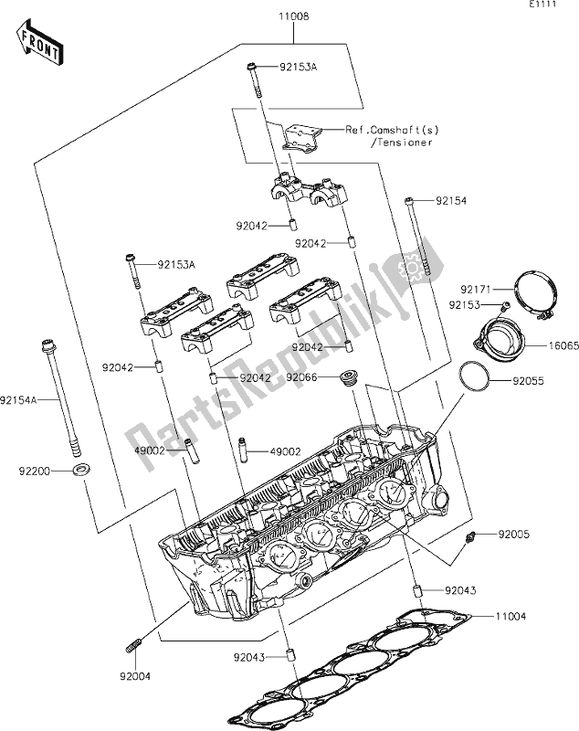 All parts for the 1 Cylinder Head of the Kawasaki Z 1000 2017