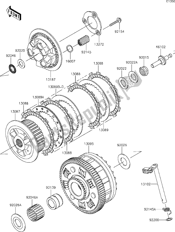 Alle onderdelen voor de 10 Clutch van de Kawasaki Z 1000 2017