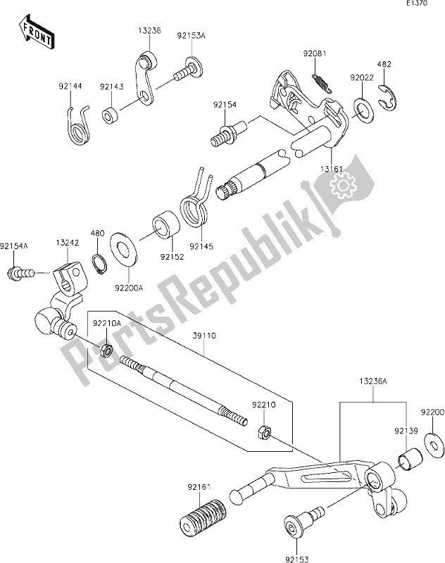 All parts for the 13 Gear Change Mechanism of the Kawasaki Z 1000 2017