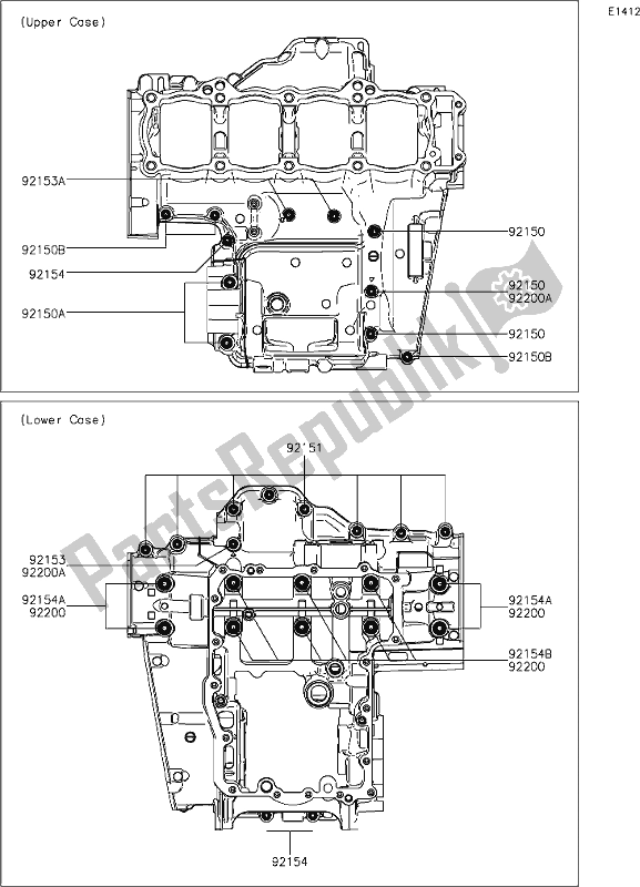 All parts for the 15 Crankcase Bolt Pattern of the Kawasaki Z 1000 2017