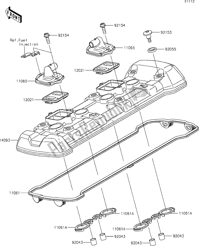 All parts for the 2 Cylinder Head Cover of the Kawasaki Z 1000 2017